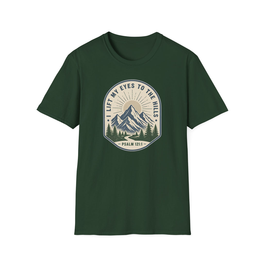 T-Shirt — "I Lift My Eyes to the Hills" Psalm 121 Mountain Graphic Tee