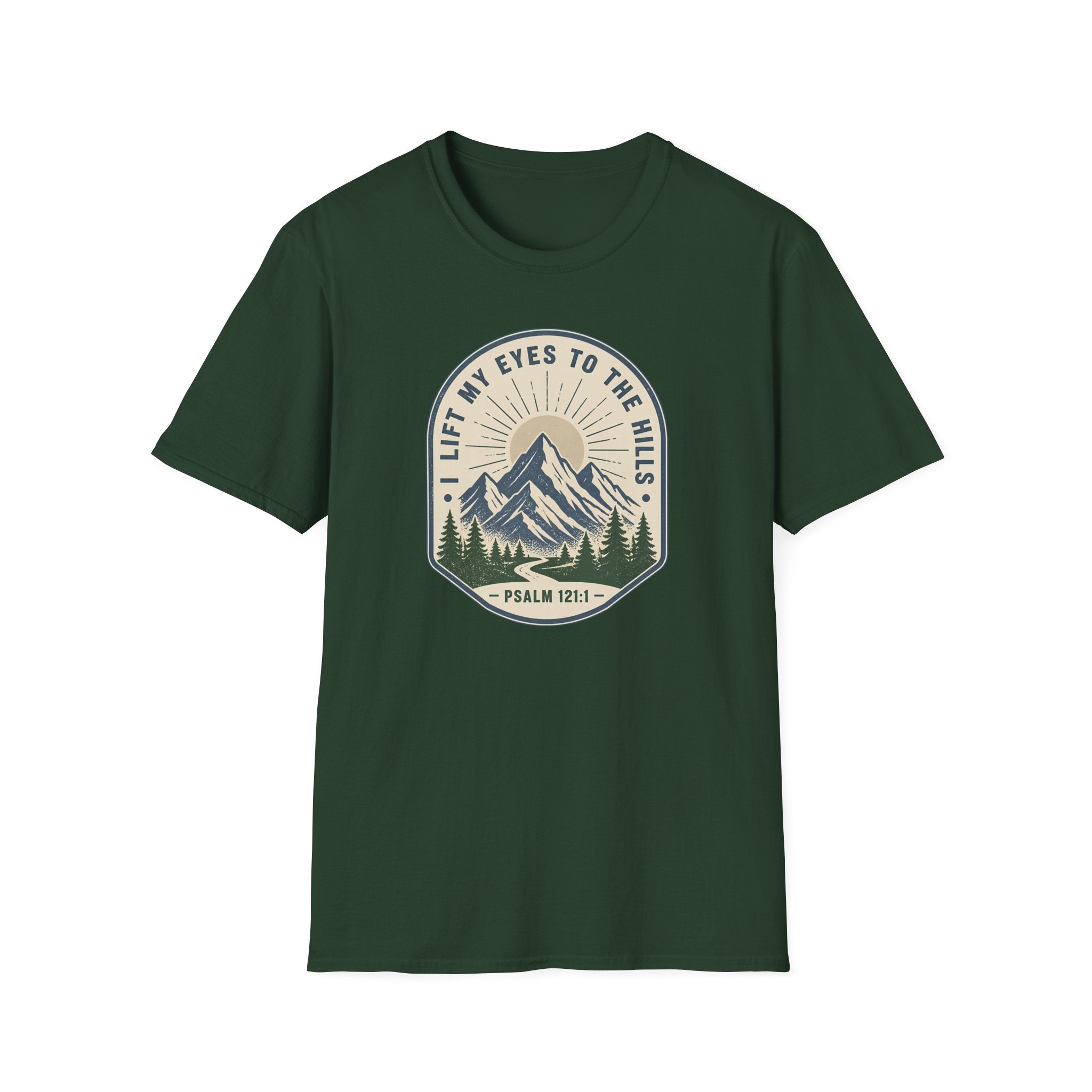 T-Shirt — "I Lift My Eyes to the Hills" Psalm 121 Mountain Graphic Tee
