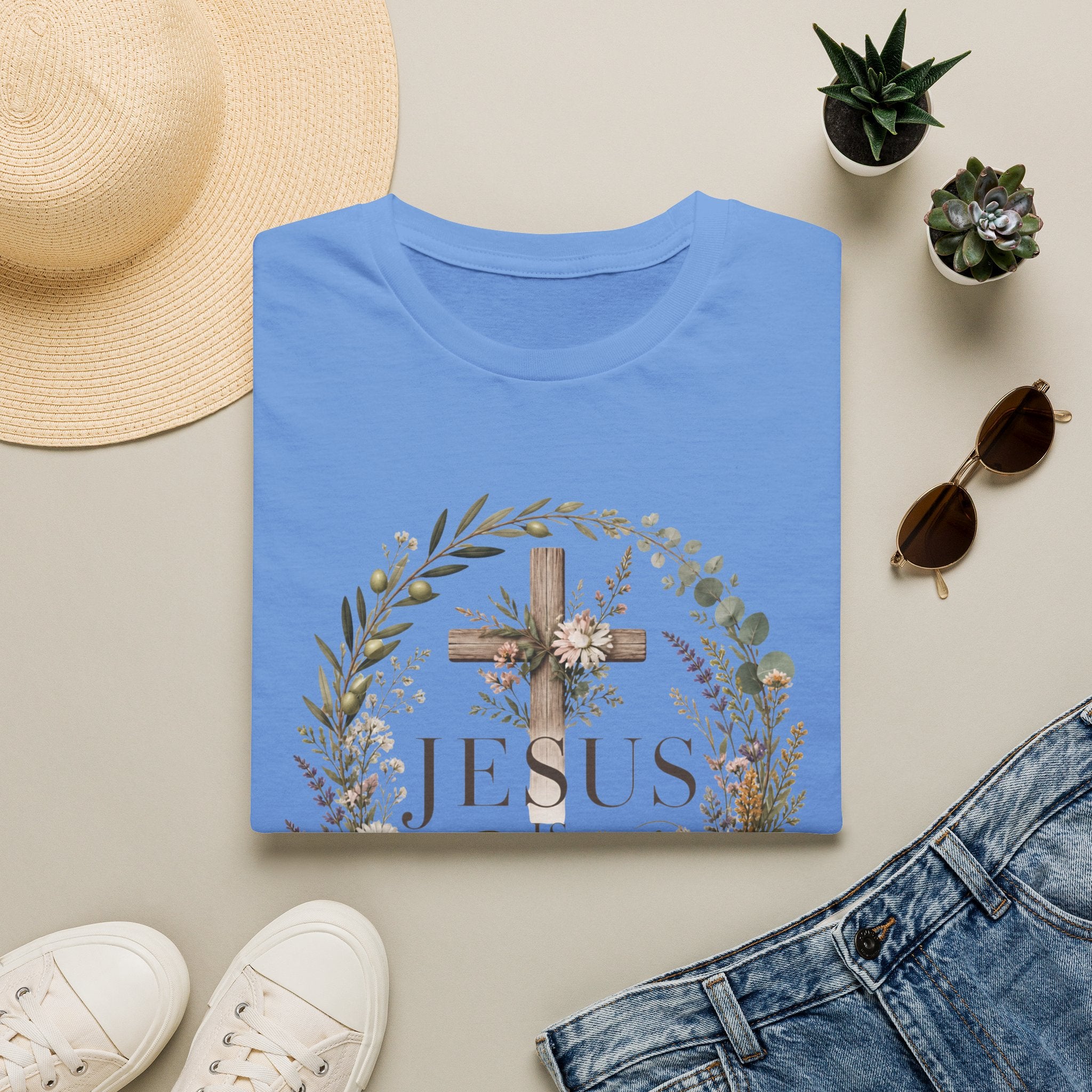 Christian Cross Floral T-Shirt — "Jesus Enough" Inspirational Tee