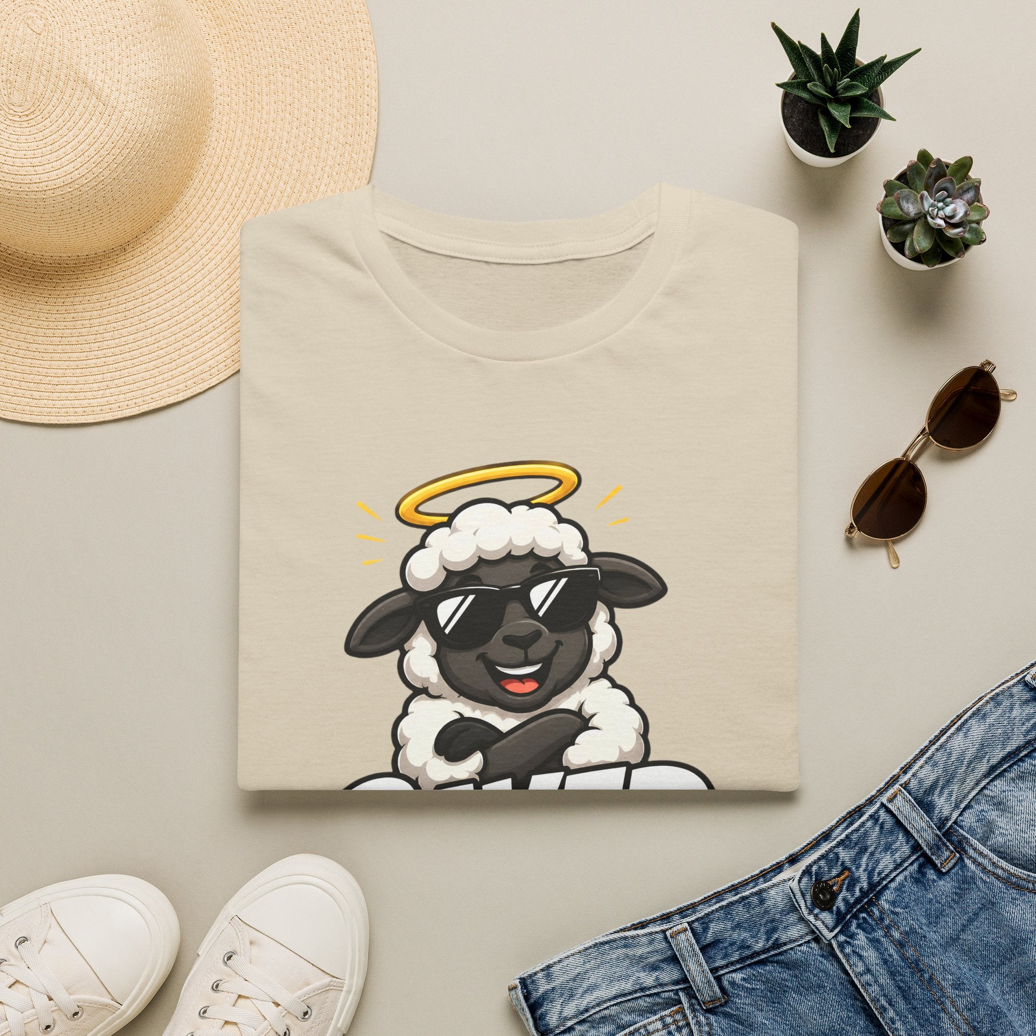 Saved Squad T‑Shirt — Cute Angel Sheep Graphic Tee for Christian Youth & Church Groups