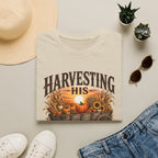 Harvesting His Promises T-Shirt — Fall Pumpkin & Sunflower Faith Tee