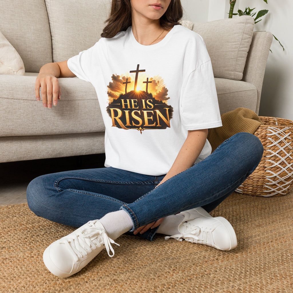 He Is Risen T-Shirt — Easter Christian Cross Resurrection Tee