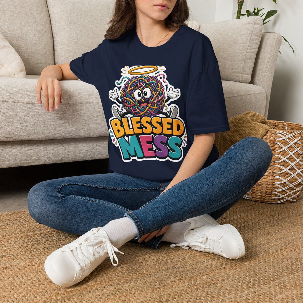 Blessed Mess T-Shirt — Cute Angelic Tangled Yarns Graphic Tee