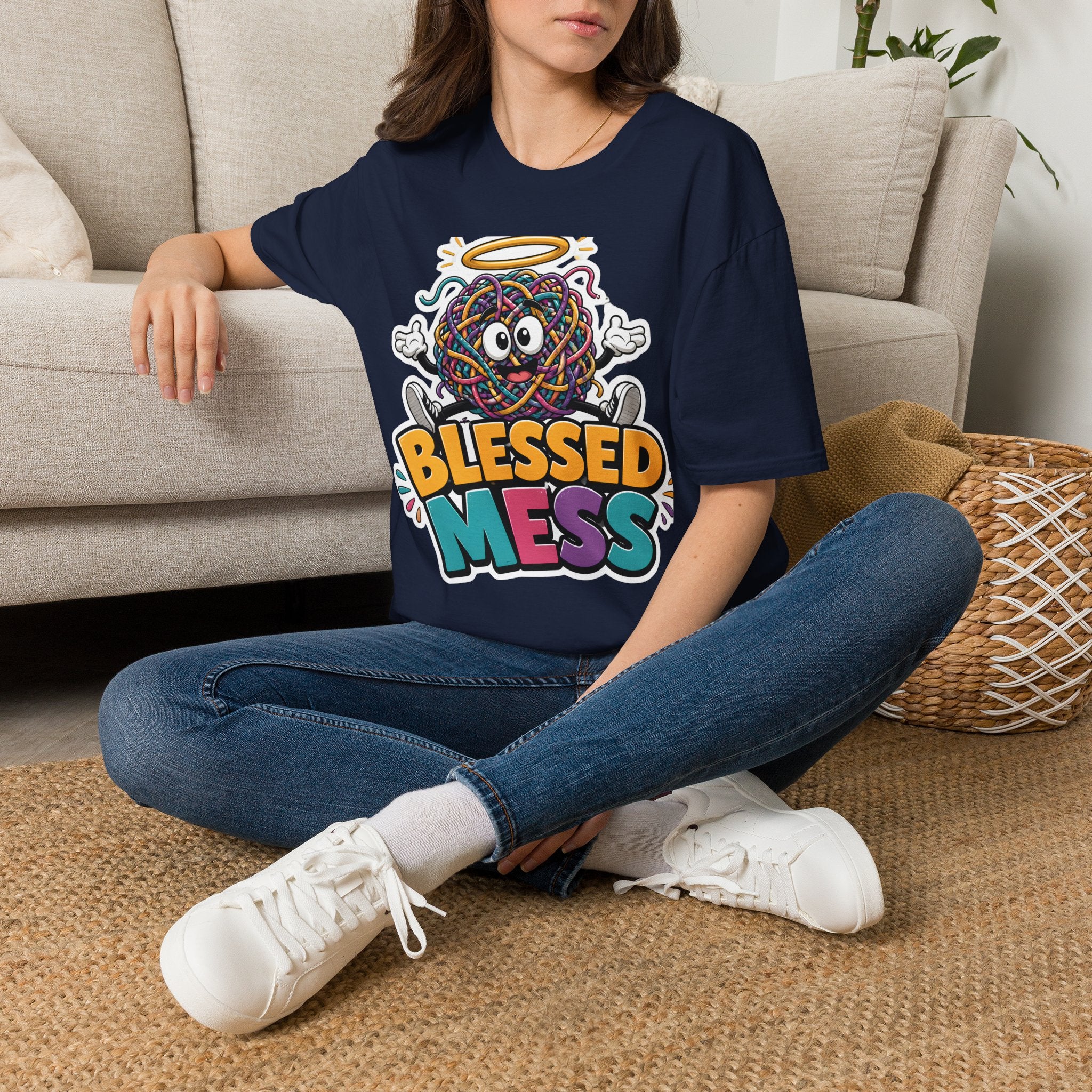 Blessed Mess T-Shirt — Cute Angelic Tangled Yarns Graphic Tee