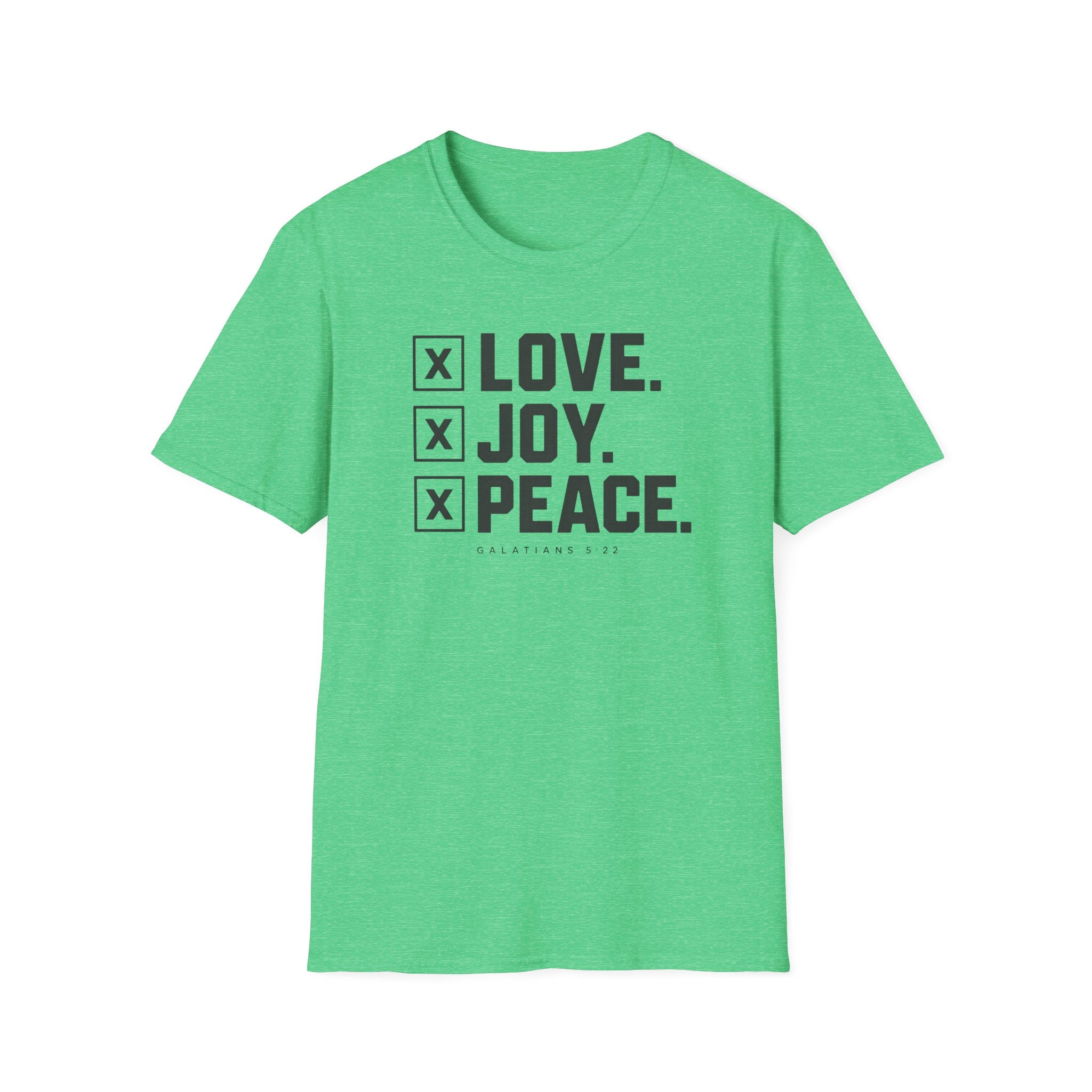 Love. Joy. Peace. T-Shirt — Minimal Checklist Graphic Tee for Everyday & Holidays