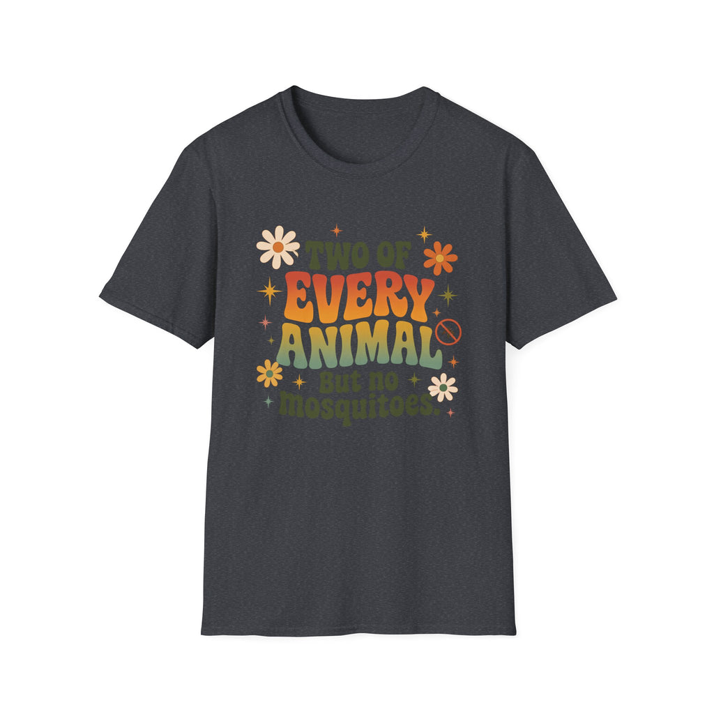 T-Shirt — Two of Every Animal But No Mosquitoes Retro Floral Graphic Tee