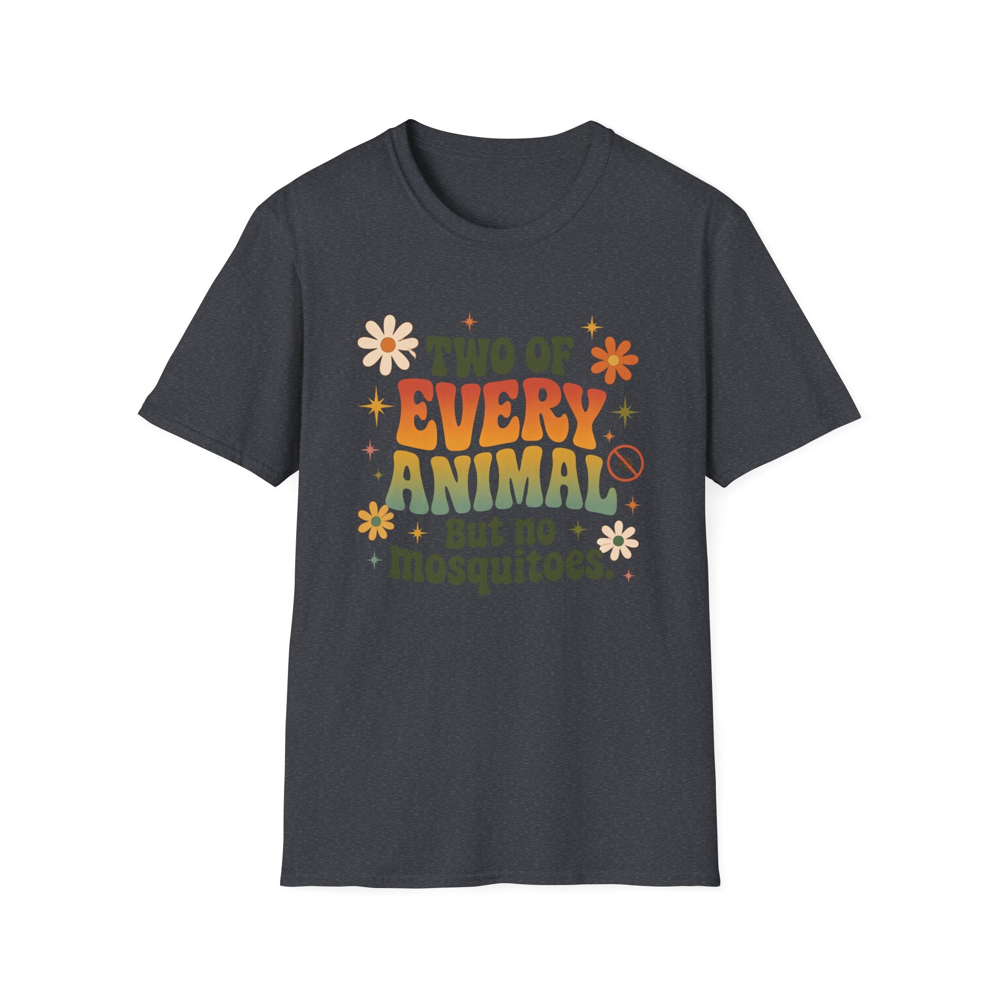 T-Shirt — Two of Every Animal But No Mosquitoes Retro Floral Graphic Tee