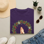 Christmas Prayer Hands T-Shirt — Holiday Wreath Faith Tee