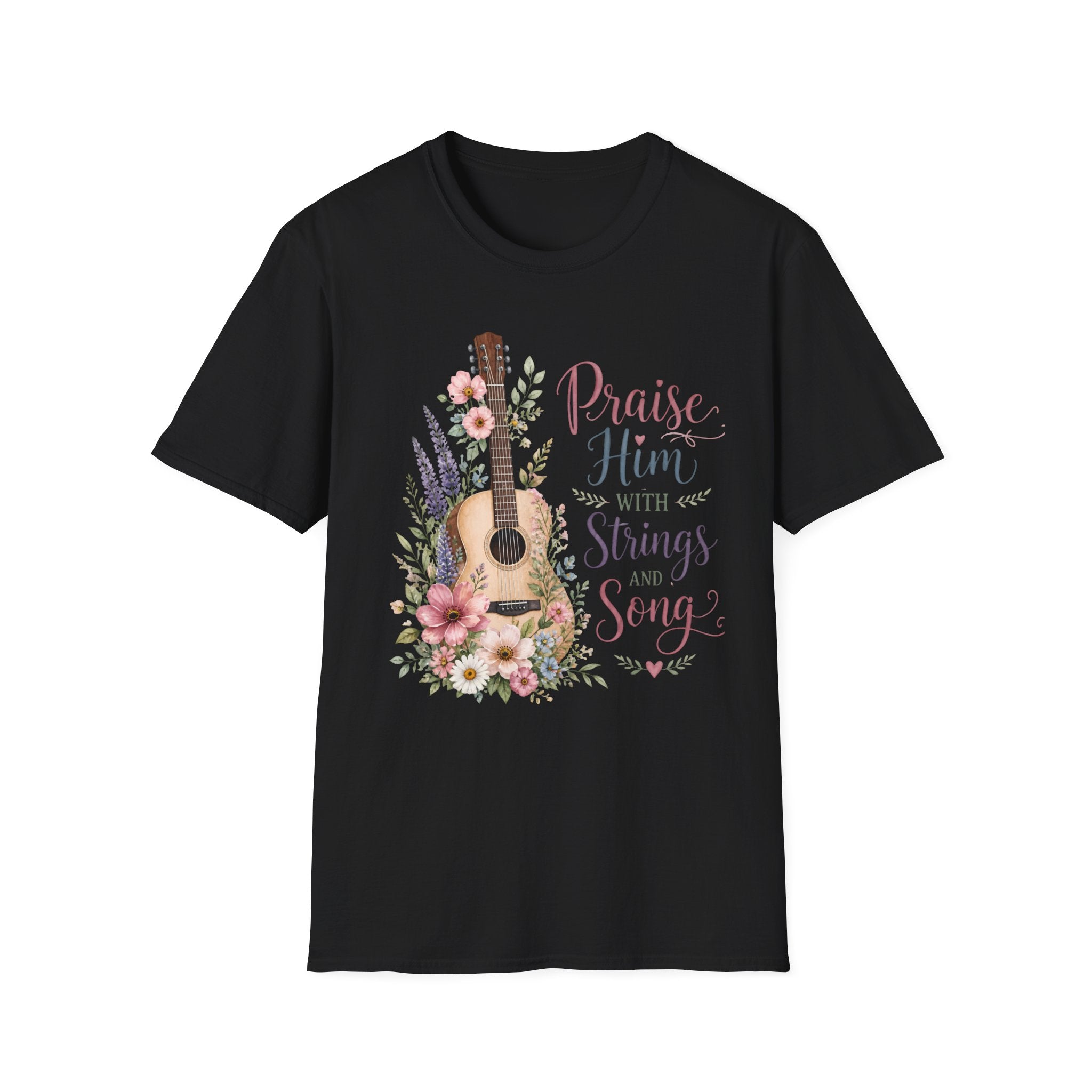 Guitar Floral "Praise Him with Strings" T-Shirt