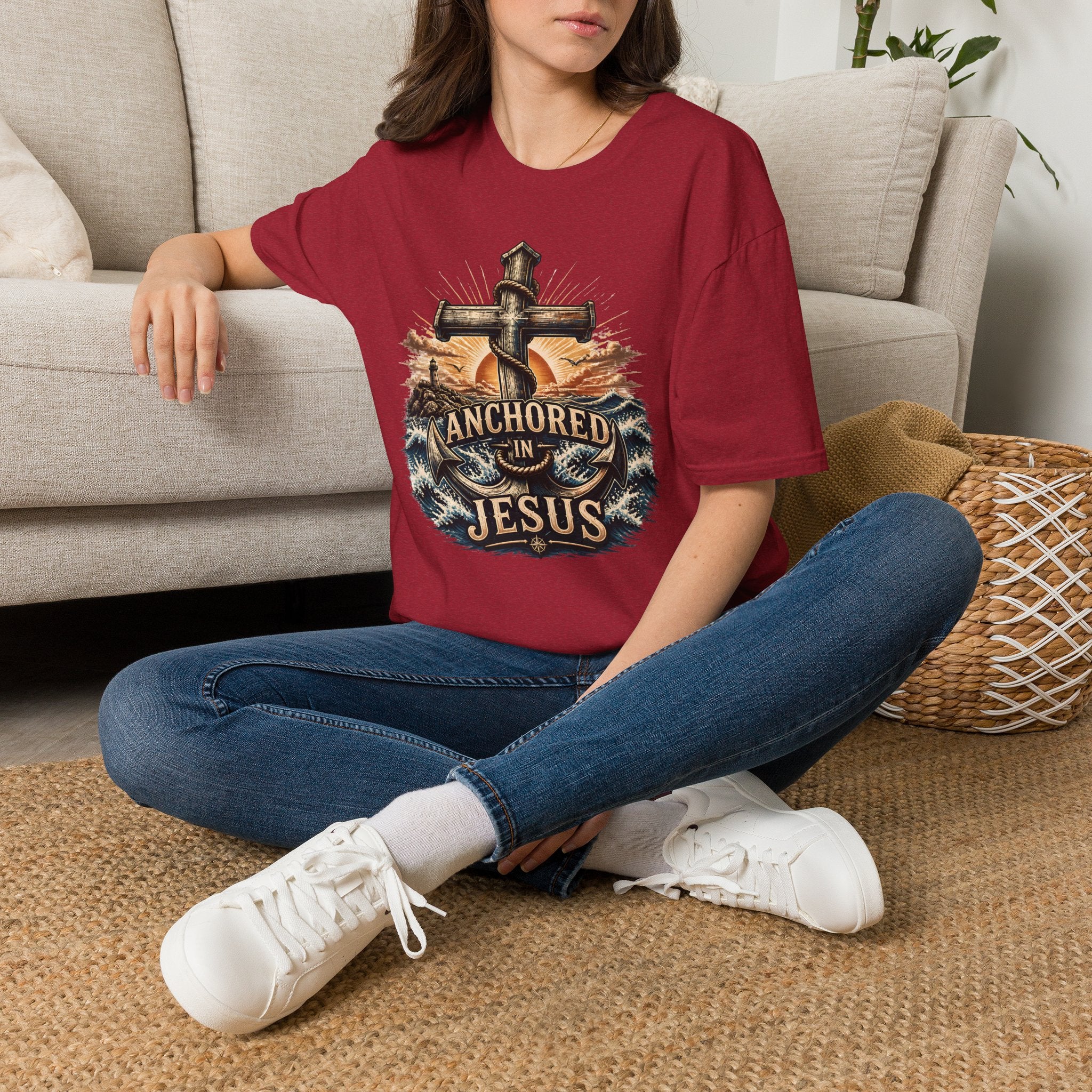 Anchored in Jesus T-Shirt — Christian Anchor Faith Tee