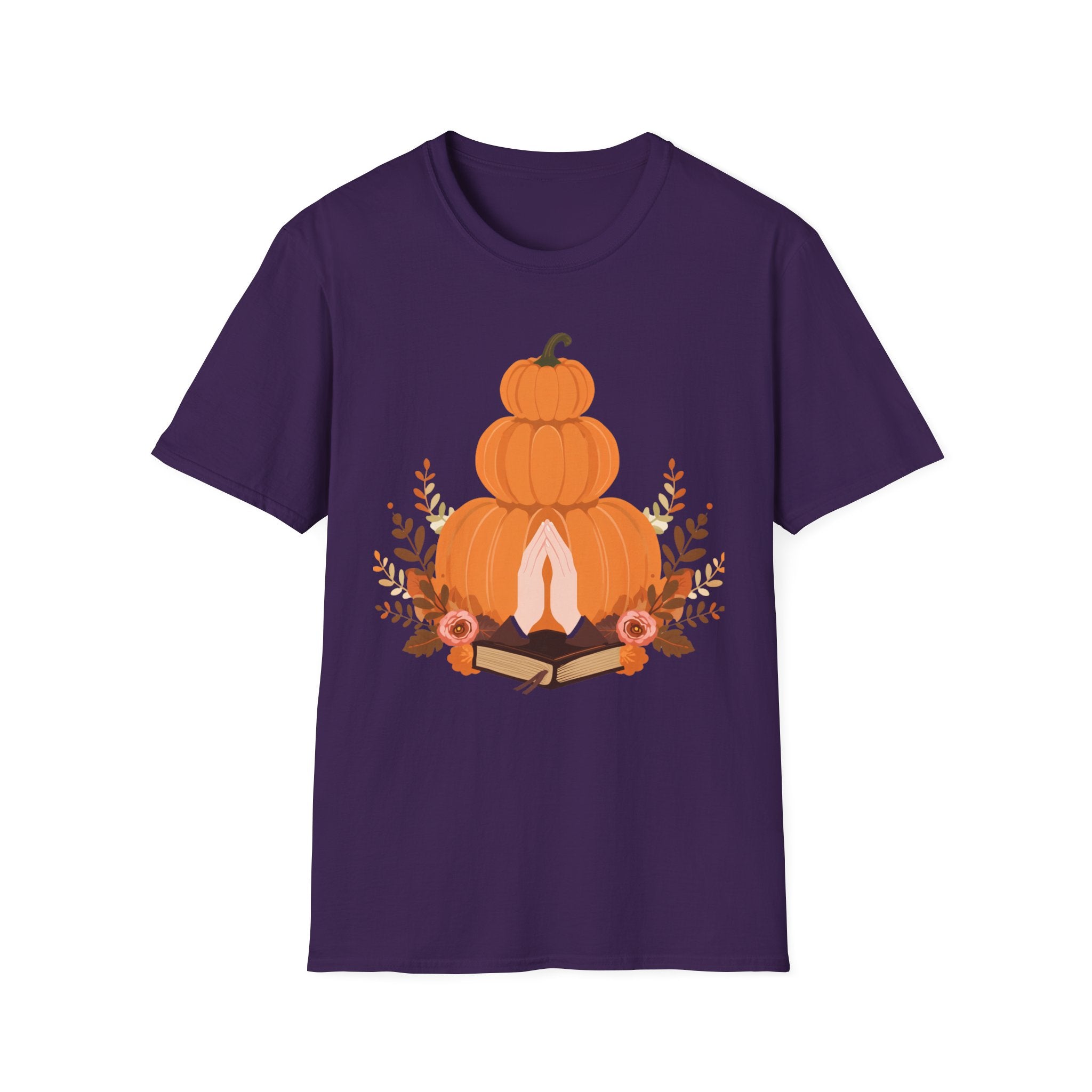 Pumpkin Stack T‑Shirt — Autumn Floral Fall Graphic Tee
