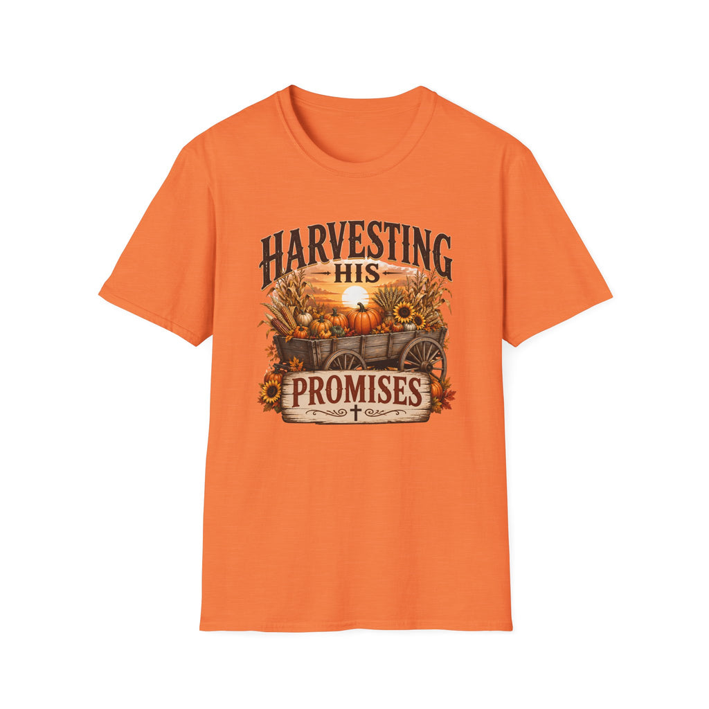 Harvesting His Promises T-Shirt — Fall Pumpkin & Sunflower Faith Tee