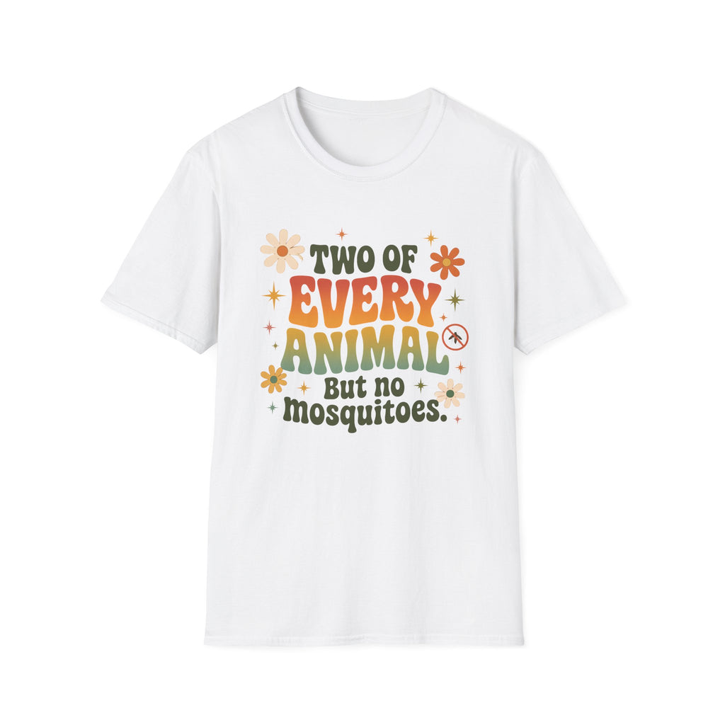 T-Shirt — Two of Every Animal But No Mosquitoes Retro Floral Graphic Tee