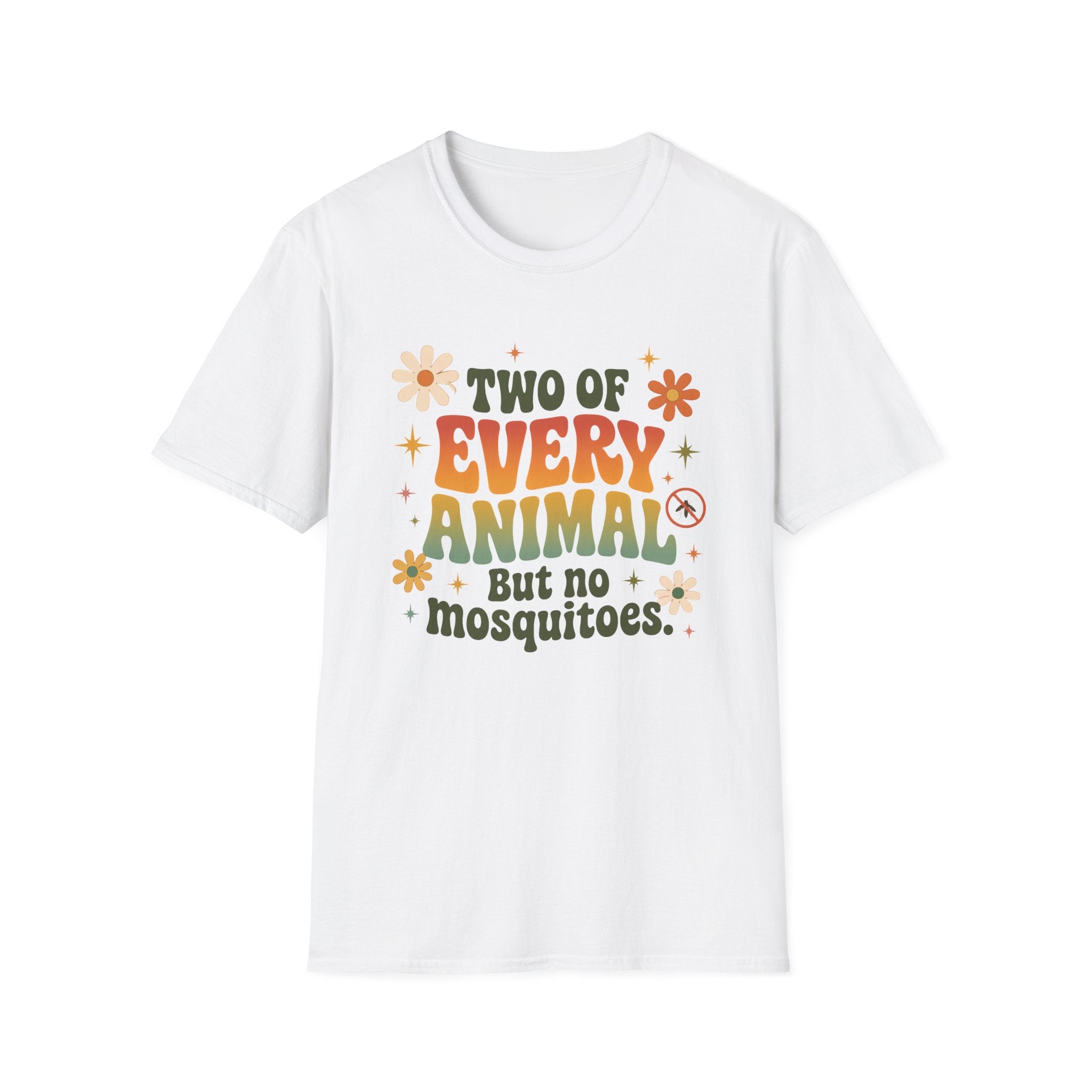 T-Shirt — Two of Every Animal But No Mosquitoes Retro Floral Graphic Tee