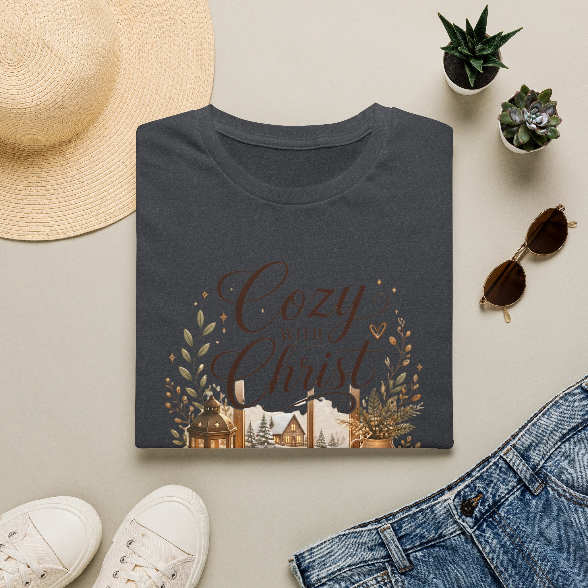 Cozy with Christ T‑Shirt — Faithful Christmas Cozy Home Design