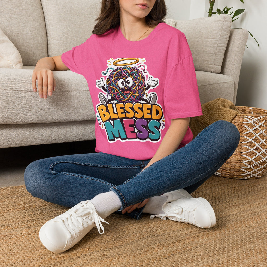 Blessed Mess T-Shirt — Cute Angelic Tangled Yarns Graphic Tee