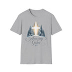 Christian T-Shirt — Cross in Pine Forest with "Amazing Grace" (Faith Tee)