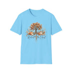 Fall Tree & Pumpkins T-Shirt — "Rooted in Christ" Autumn Faith Tee