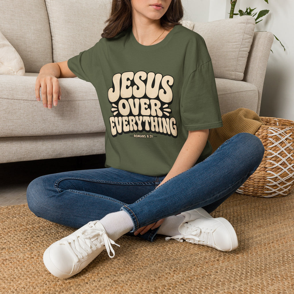 Jesus Over Everything T‑Shirt — Retro Faith Graphic Tee