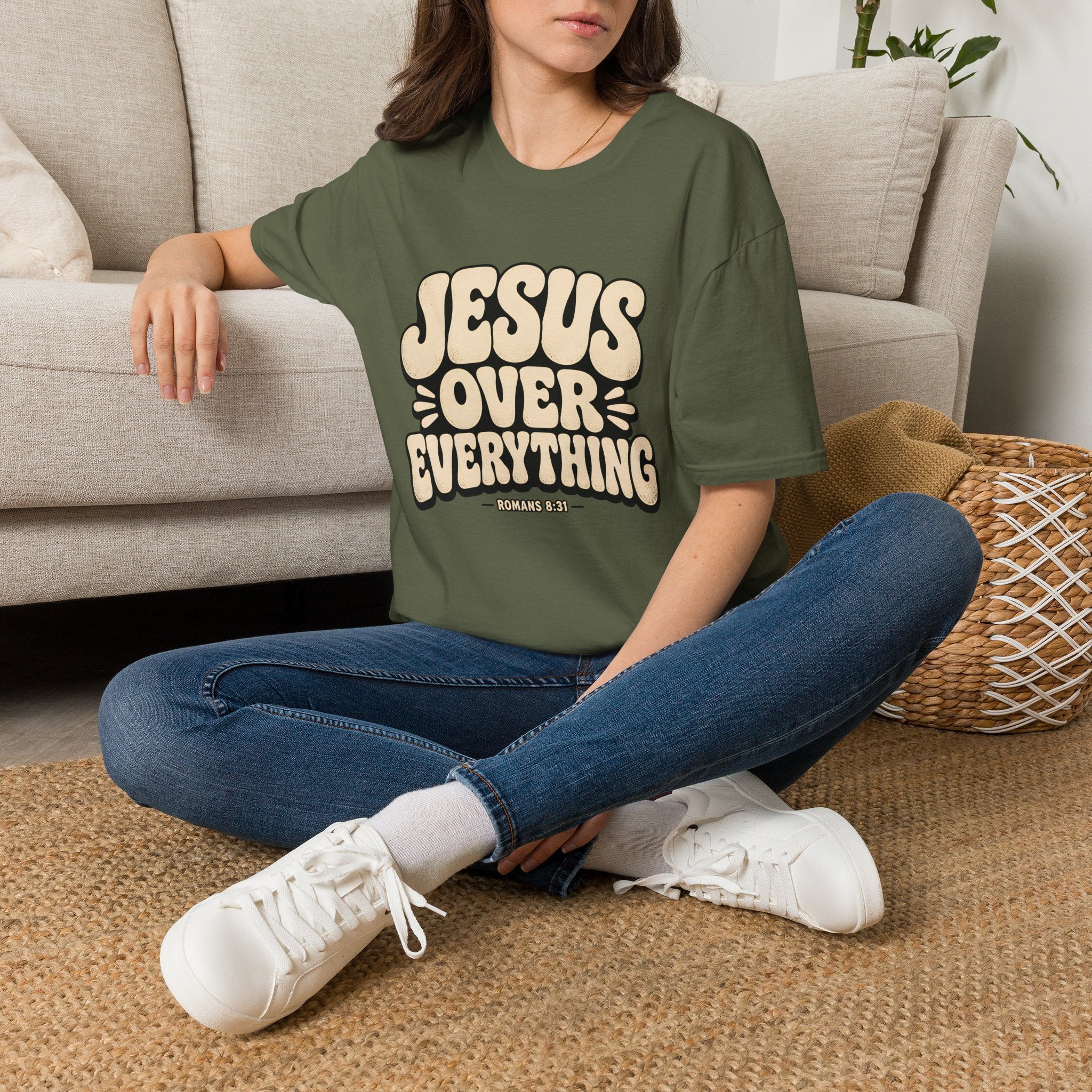 Jesus Over Everything T‑Shirt — Retro Faith Graphic Tee