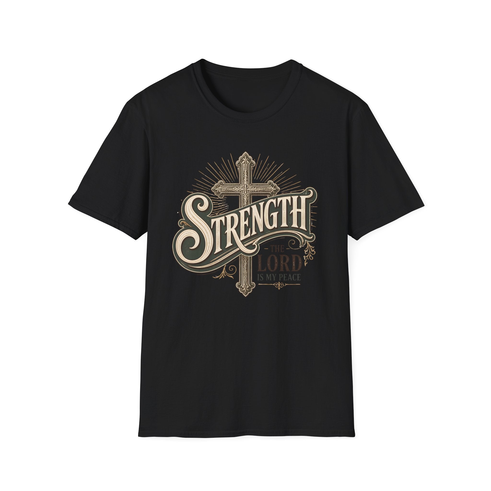 Strength Cross T‑Shirt — 'The Lord Is My Peace' Christian Faith Tee
