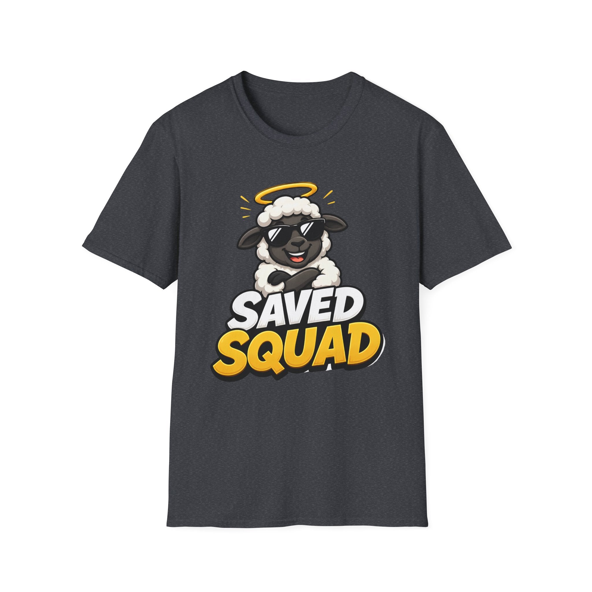 Saved Squad T‑Shirt — Cute Angel Sheep Graphic Tee for Christian Youth & Church Groups