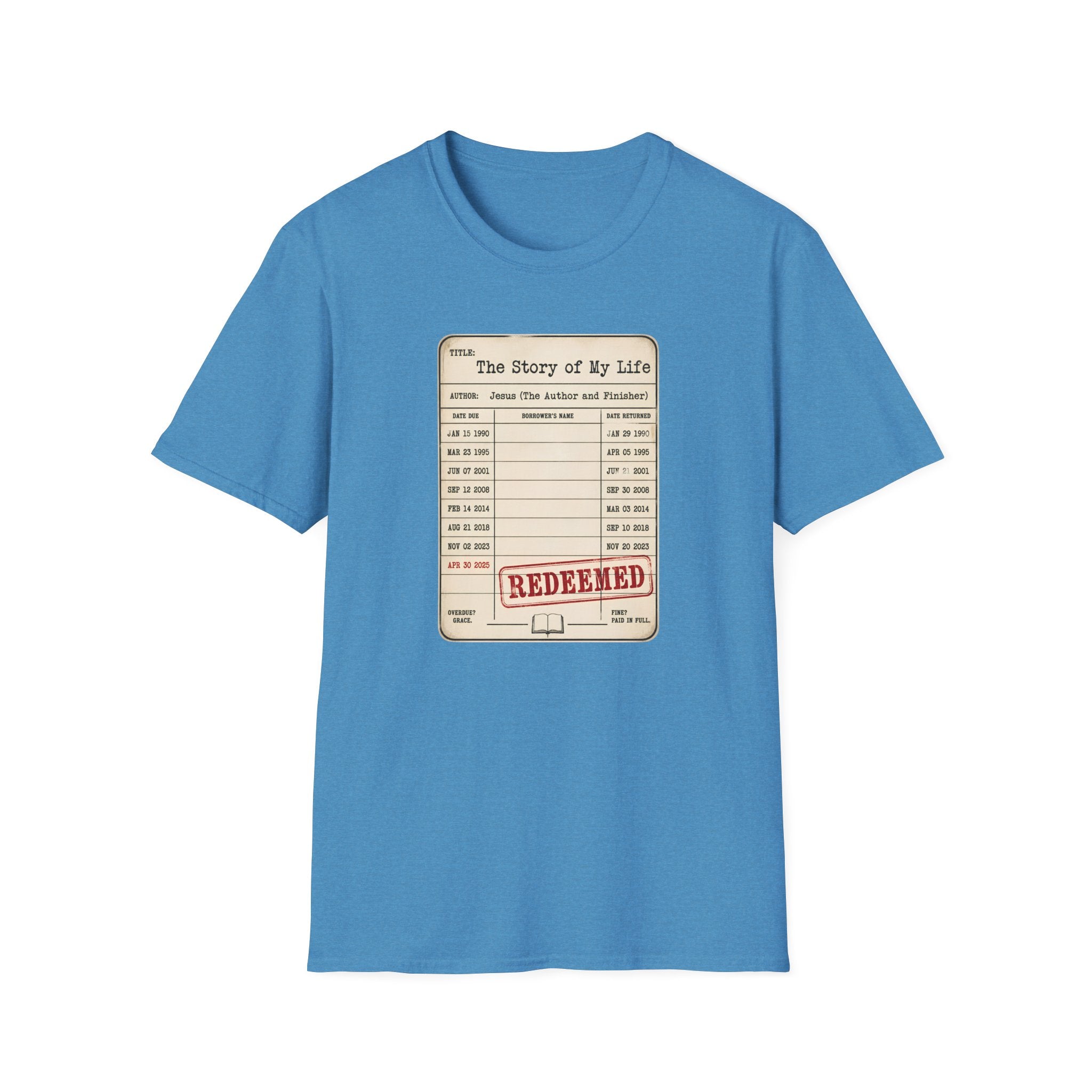 Christian "The Story of My Life" T-Shirt — Redeemed Library Card Design