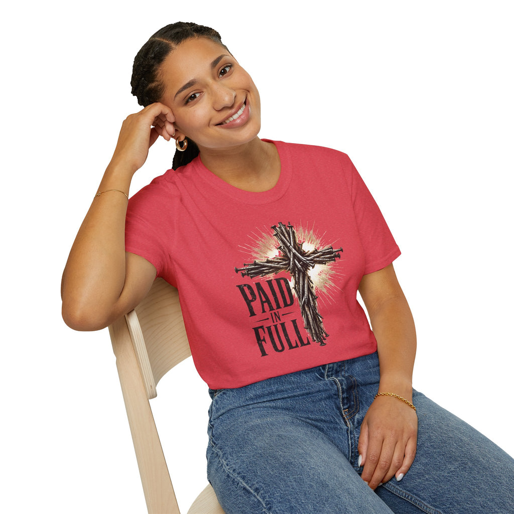 Christian T-Shirt — "Paid in Full" Cross Graphic Faith Tee