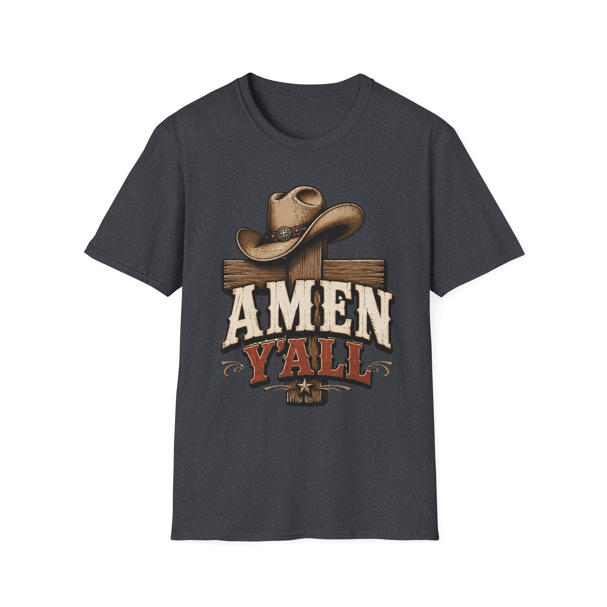 Amen Y’all Cowboy T-Shirt — Western Cross & Hat Graphic Tee