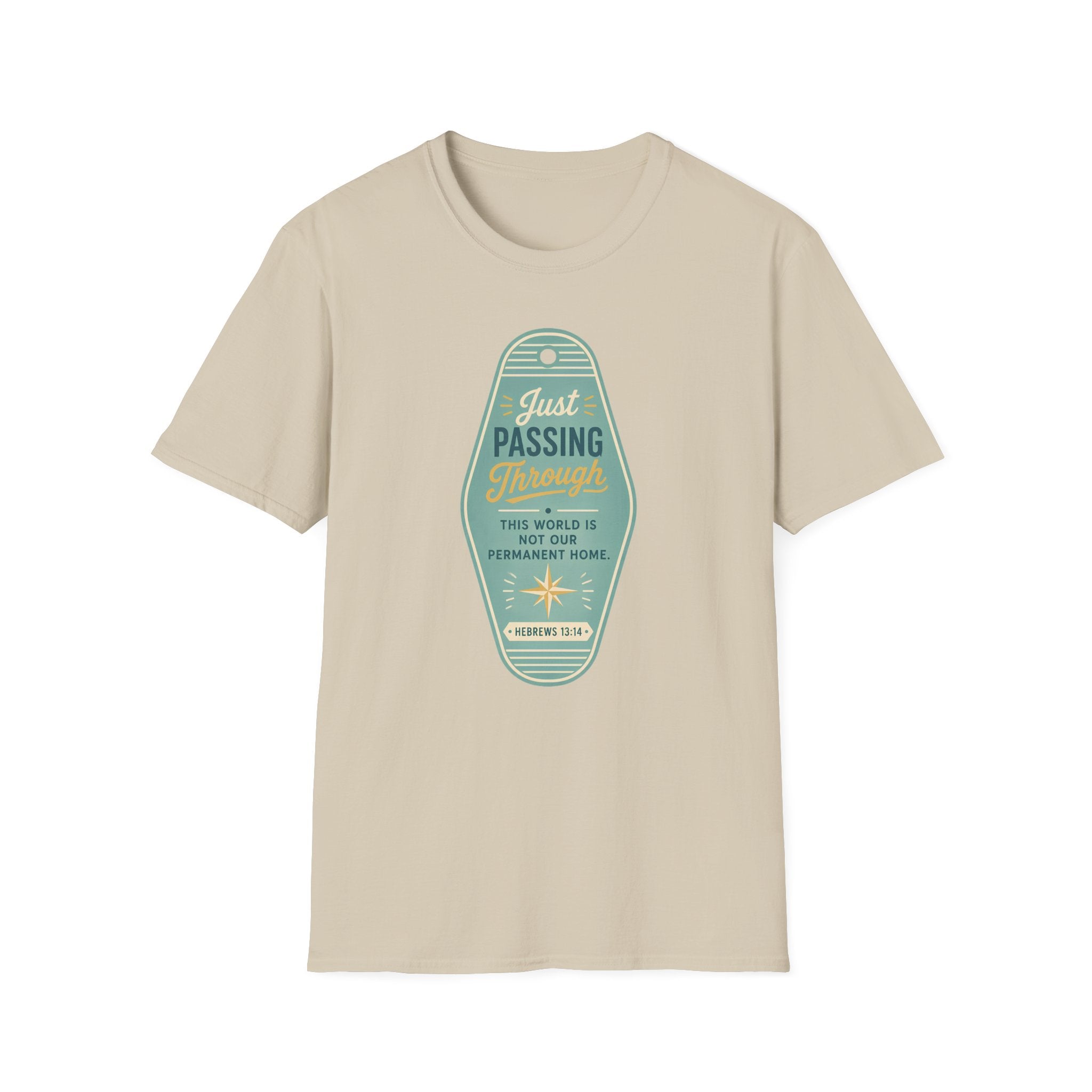 T-Shirt — "Just Passing Through" Vintage Motel Badge Tee