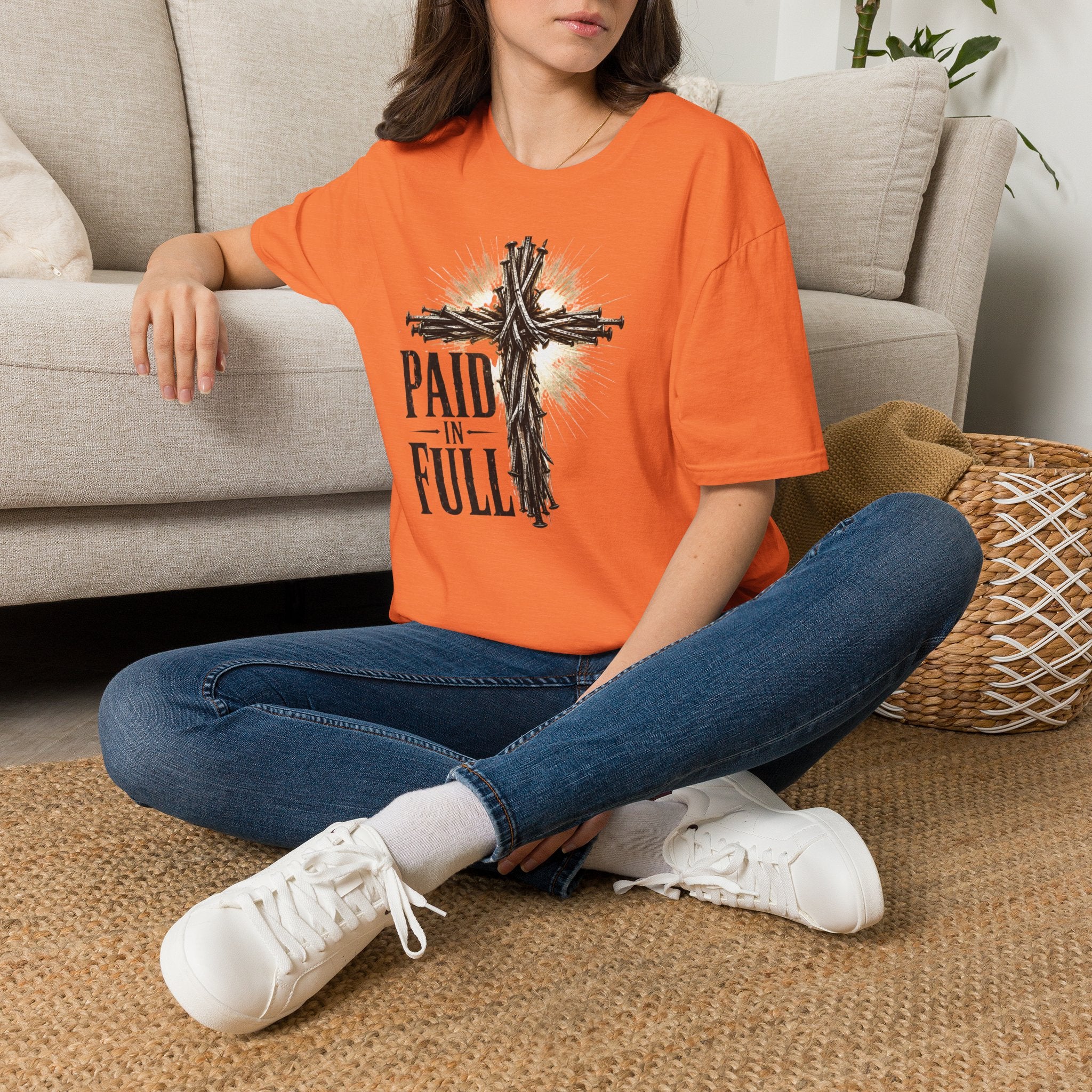 Christian T-Shirt — "Paid in Full" Cross Graphic Faith Tee