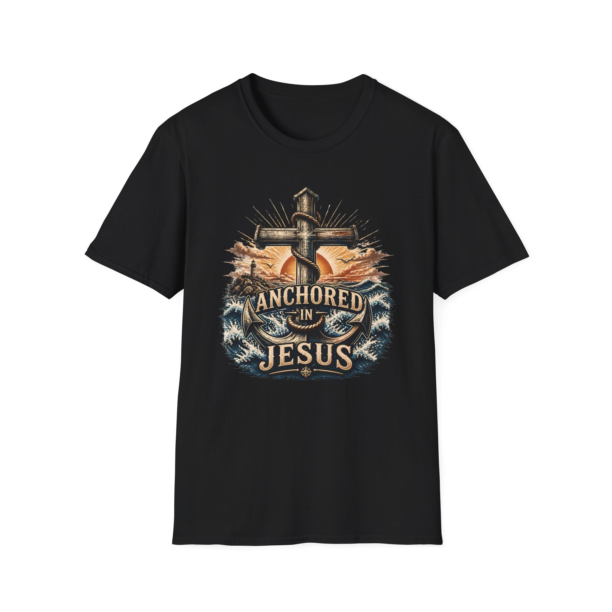 Anchored in Jesus T-Shirt — Christian Anchor Faith Tee