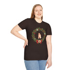Christmas Prayer Hands T-Shirt — Holiday Wreath Faith Tee