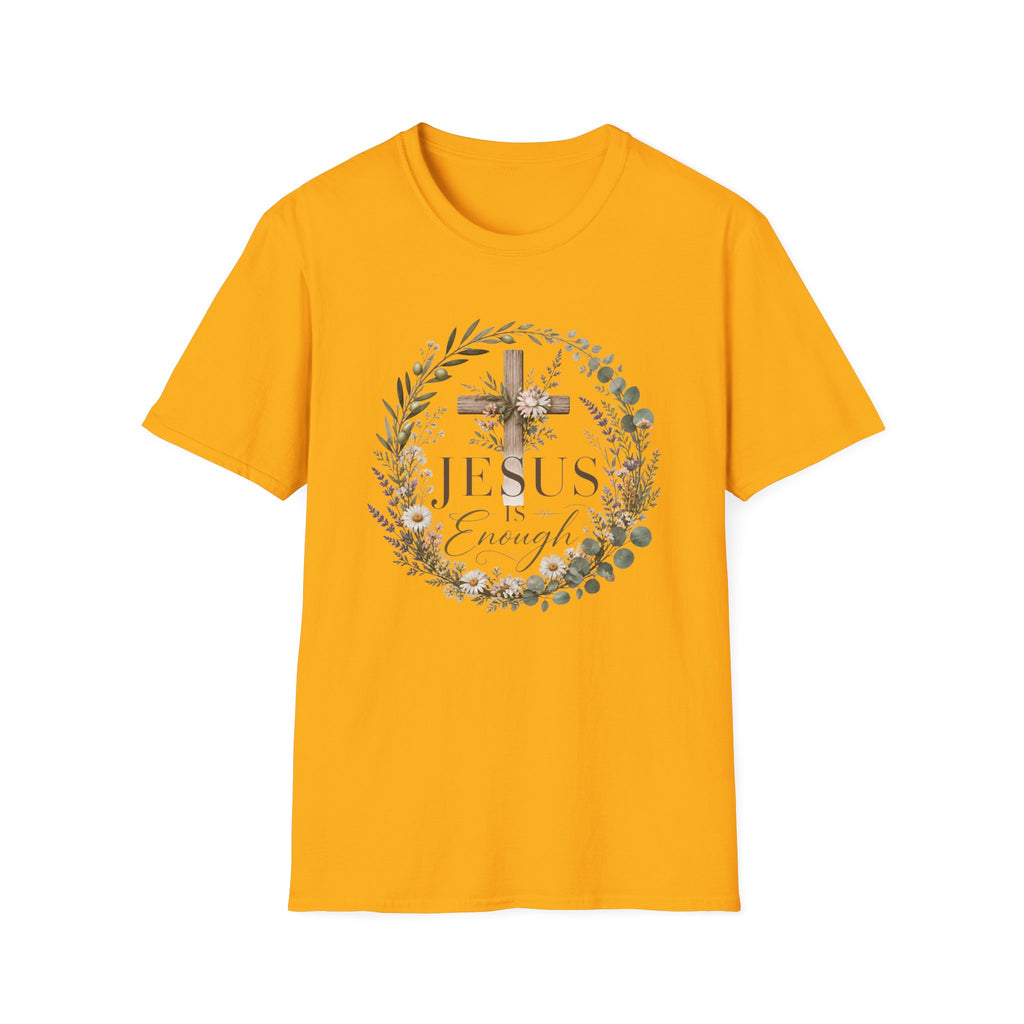 Christian Cross Floral T-Shirt — "Jesus Enough" Inspirational Tee