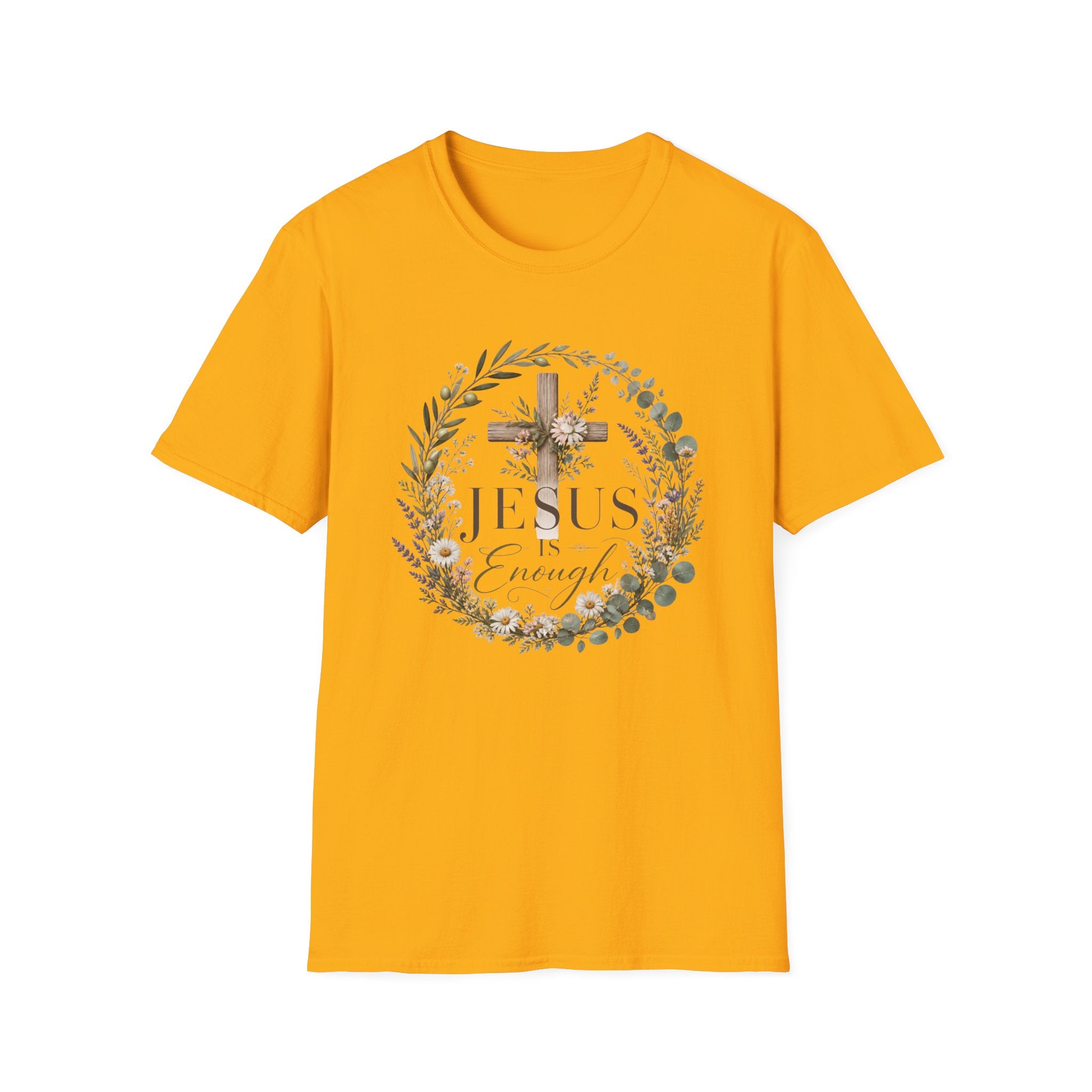 Christian Cross Floral T-Shirt — "Jesus Enough" Inspirational Tee