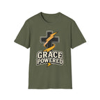 Grace Powered T-Shirt — Faith Cross with Lightning Christian Tee