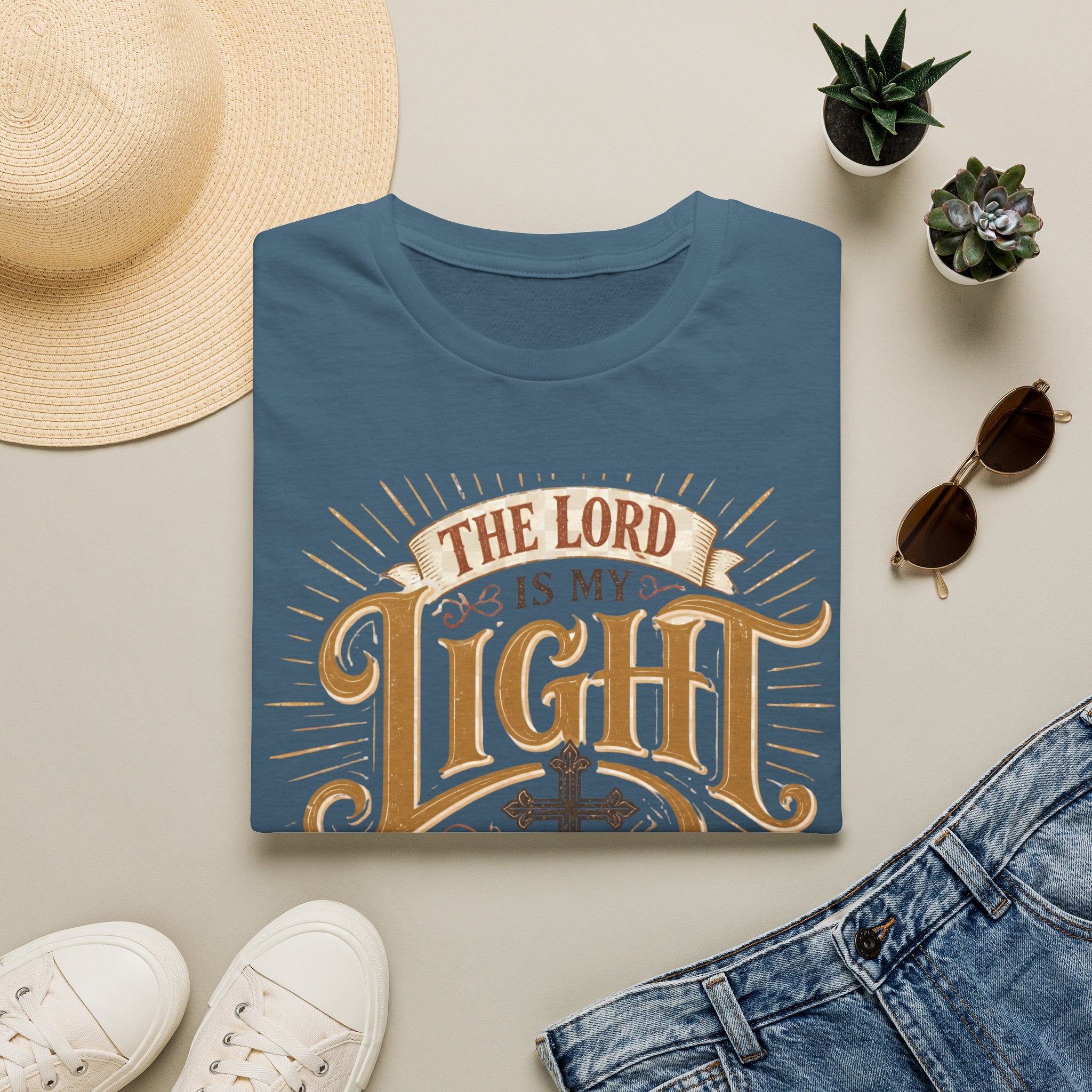 Christian T-Shirt - "The Lord Is My Light & Peace" Inspirational Faith Tee