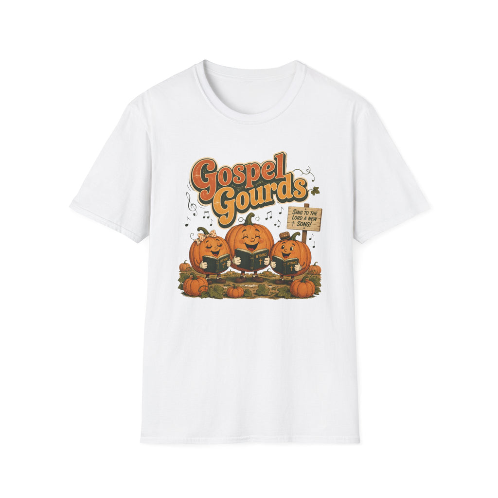 Gospel Gourds Halloween T‑Shirt — Cute Singing Pumpkin Fall Tee