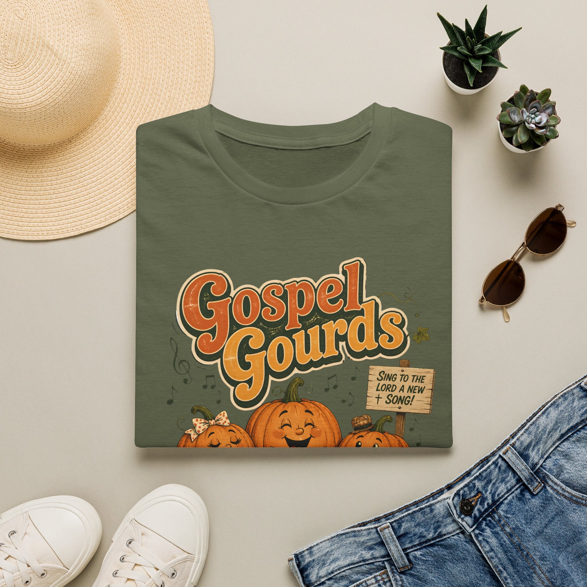 Gospel Gourds Halloween T‑Shirt — Cute Singing Pumpkin Fall Tee