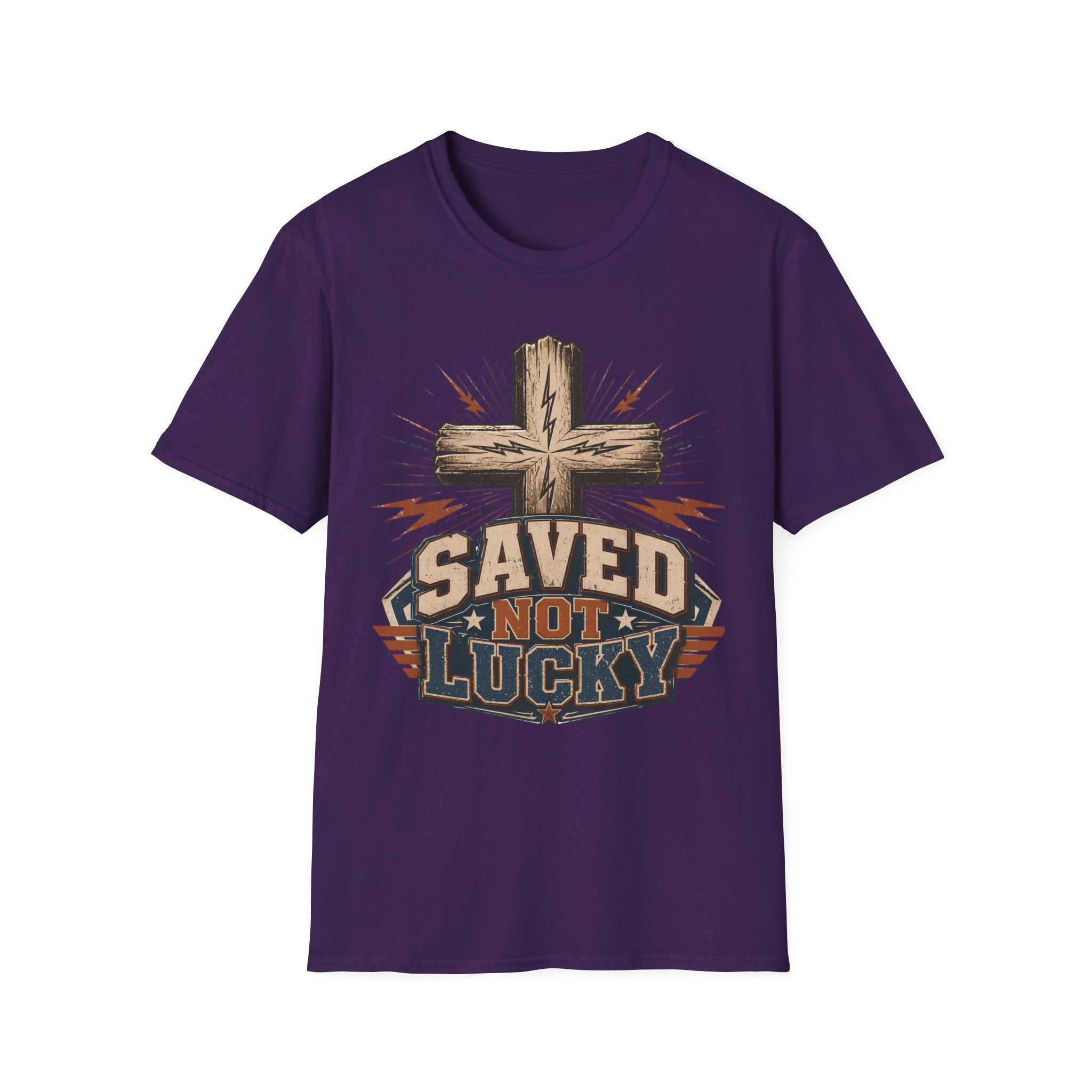 Saved Not Lucky T-Shirt — Christian Cross Faith Graphic Tee