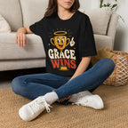T-Shirt — 'Grace Wins' Angel Trophy Graphic Tee