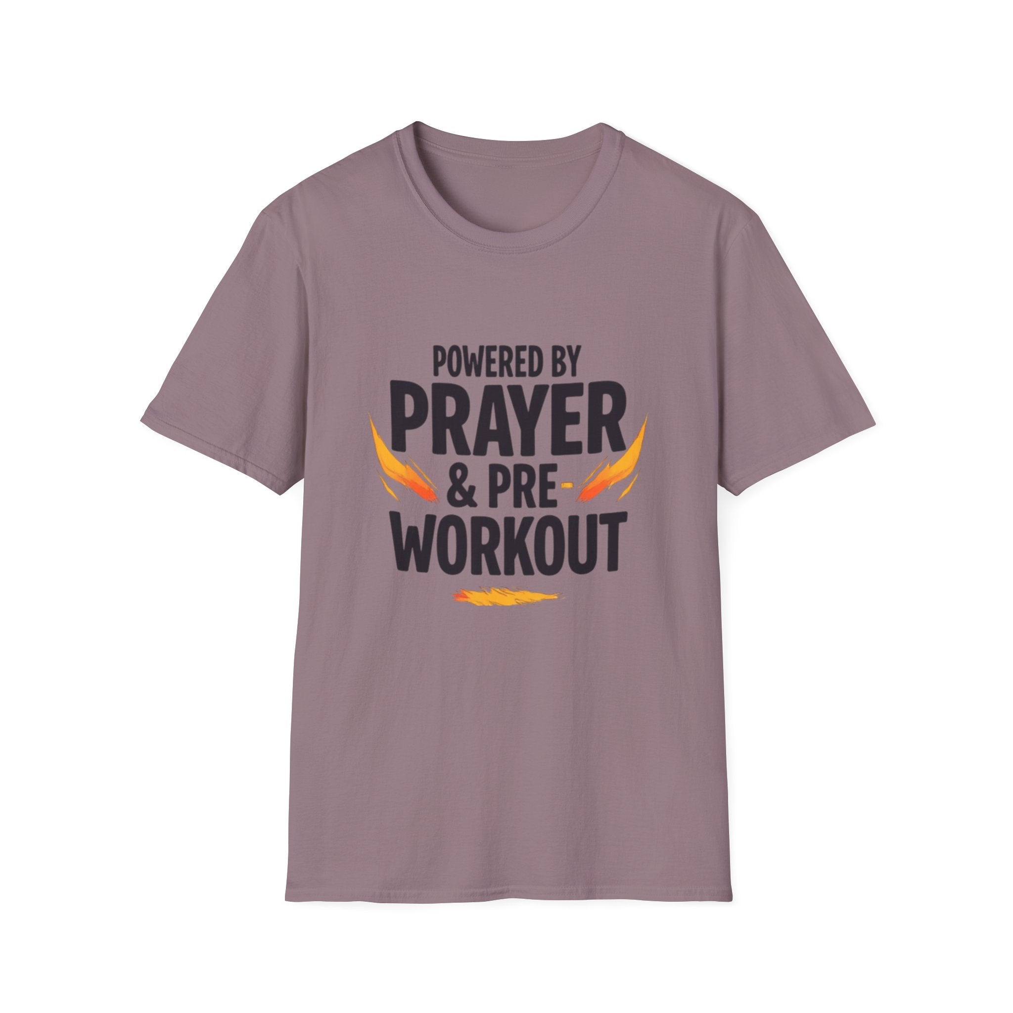 Prayer & Pre-Workout T-Shirt — "Powered by Prayer & Pre-Workout" Christian Fitness Tee