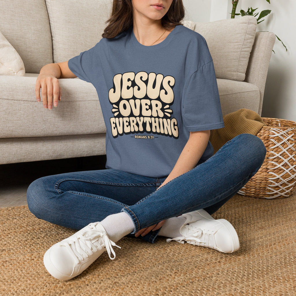 Jesus Over Everything T‑Shirt — Retro Faith Graphic Tee