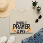 Prayer & Pre-Workout T-Shirt — "Powered by Prayer & Pre-Workout" Christian Fitness Tee