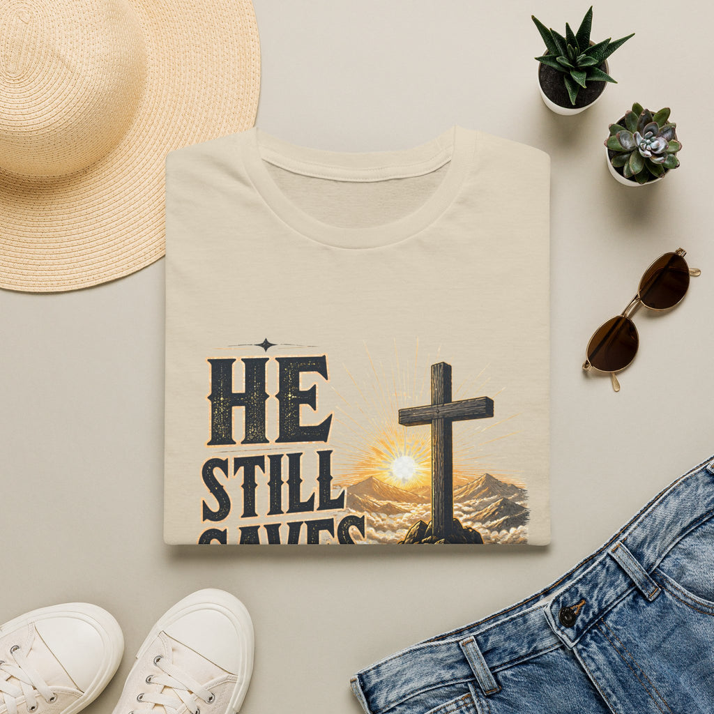 He Still Saves T-Shirt — Christian Cross Faith Graphic Tee