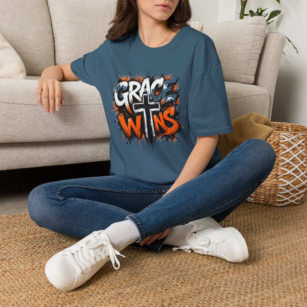 Grace Wins T-Shirt — Christian Faith Cross Graphic Tee