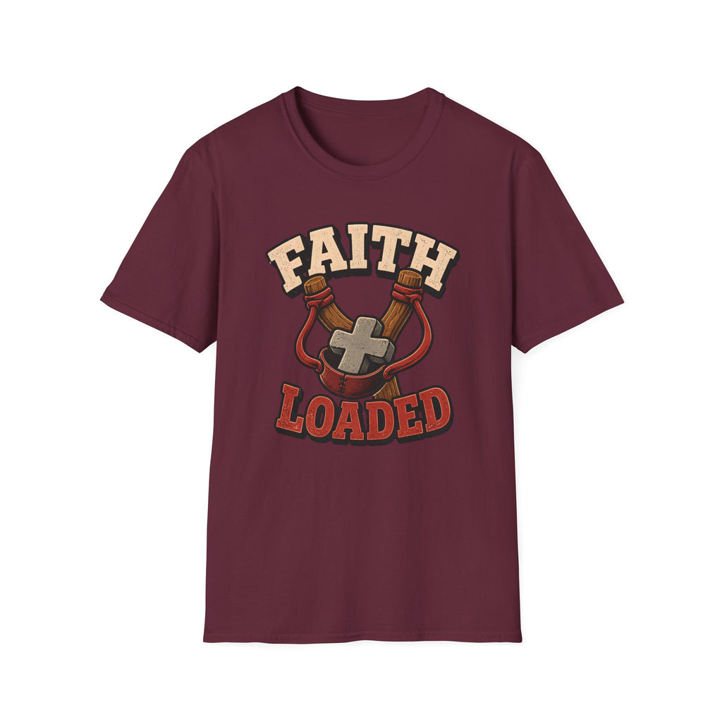 Faith Loaded T-Shirt — Christian Slingshot Cross Graphic Tee