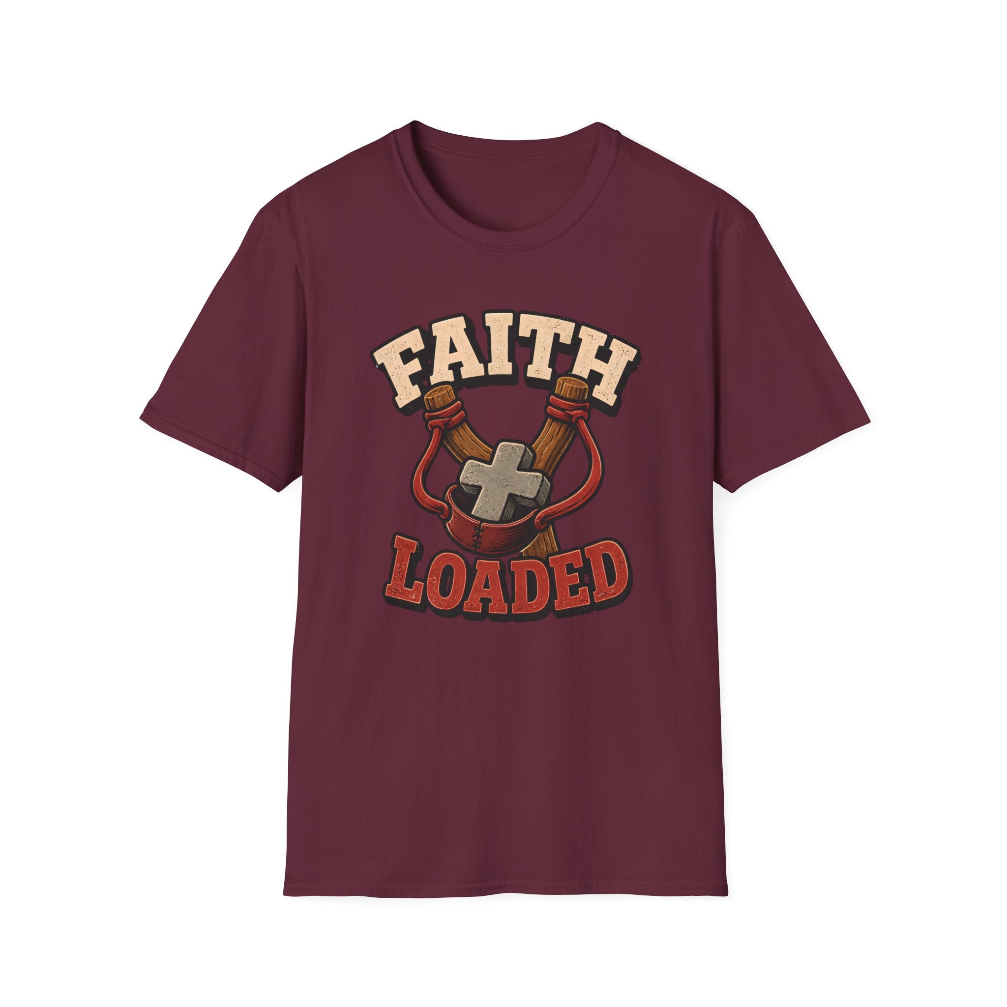 Faith Loaded T-Shirt — Christian Slingshot Cross Graphic Tee