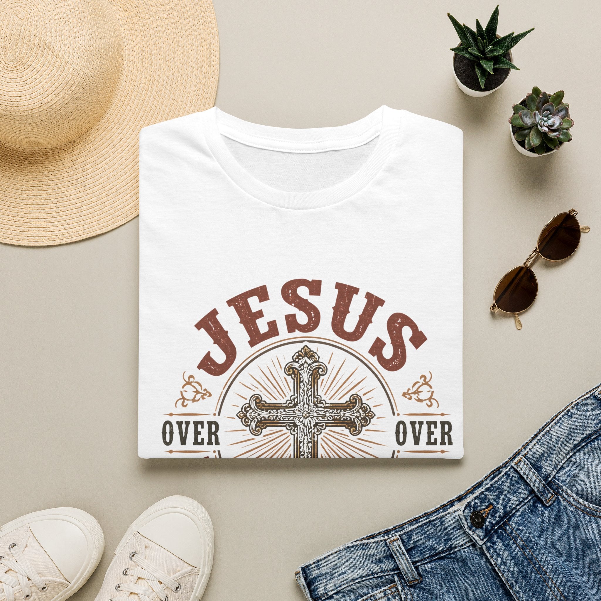 Jesus Over Everything T-Shirt — Christian Cross Faith Tee
