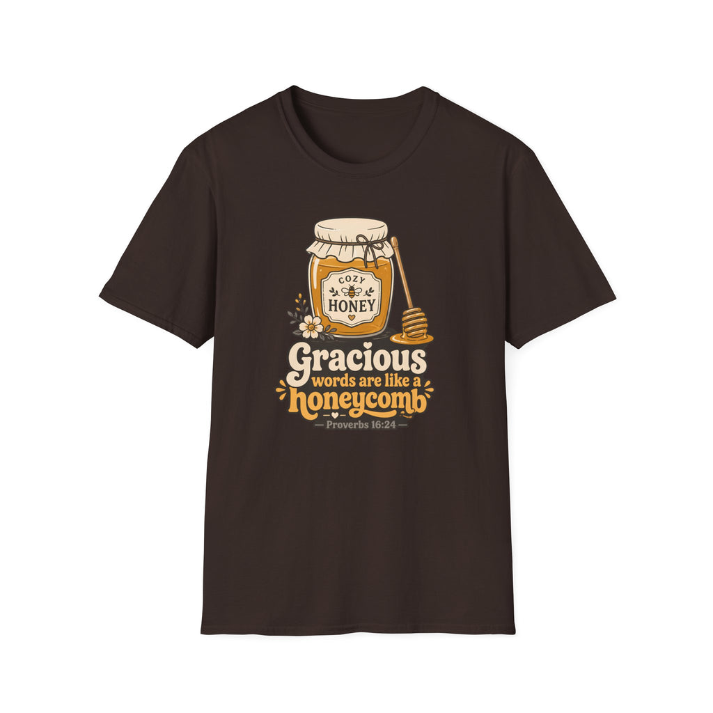 Honey Jar T-Shirt — "Gracious words are like a honeycomb" Cozy Floral Tee